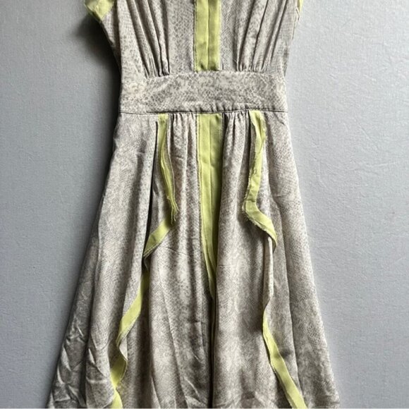 Rebecca Taylor 100% Silk Dress Grey Python Snake Print Maxi V-Neck Size 0 - Picture 9 of 15